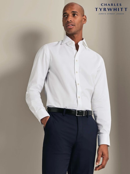 Bílá - Regular Charles Tyrwhitt Luxury Twill Extra Slim Fit Shirt