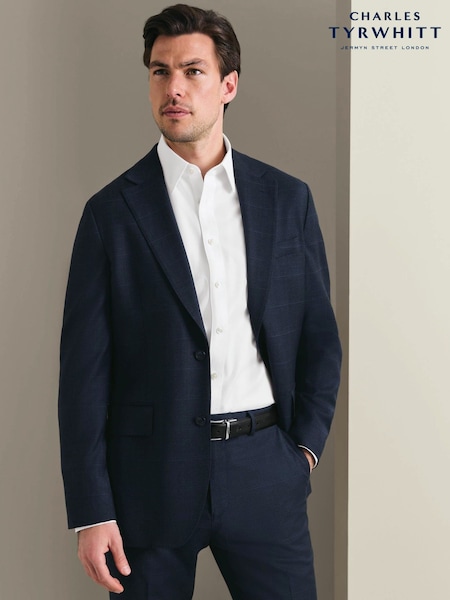 Albastru indigo - Regular Charles Tyrwhitt Windowpane Check Slim Fit Jacket