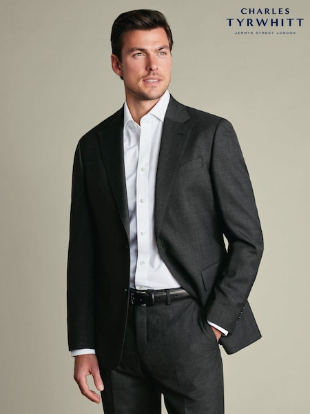 Ogļu pelēks - Regular Charles Tyrwhitt Slim Fit End On End Ultimate Performance Suit Jacket