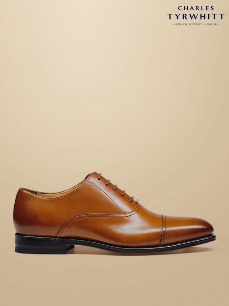 Tan Brown - Regular Charles Tyrwhitt Leather Oxford Shoes
