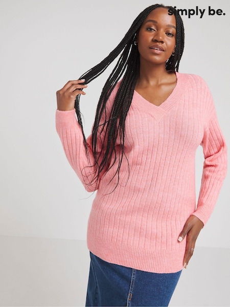 Simply Be Pink Sponge Slouchy V-Neck Tunic (994512) | €11