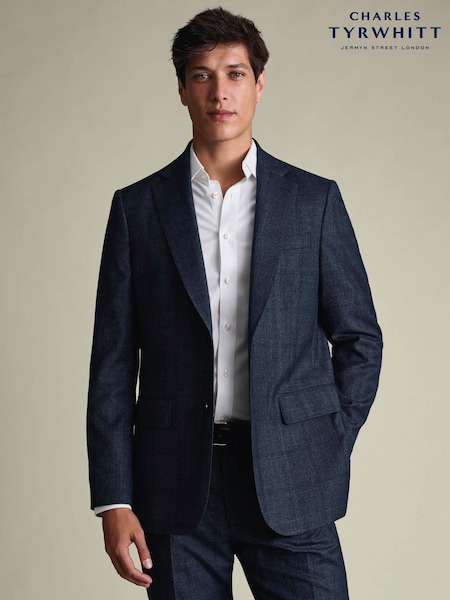 Steel Blue - Regular Charles Tyrwhitt Check Slim Fit Ultimate Performance Suit Jacket