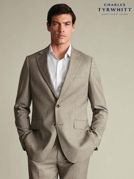 Taupe Natural - Regular Charles Tyrwhitt Slim Fit Stretch Twill Suit Jacket