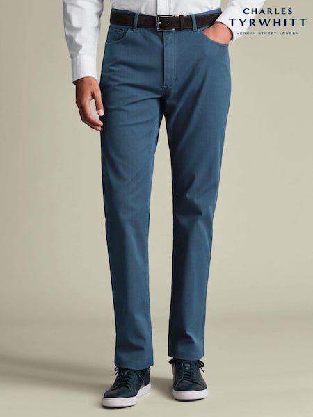 Denim Blue - Regular Charles Tyrwhitt Twill Slim Fit 5 Pocket Jeans