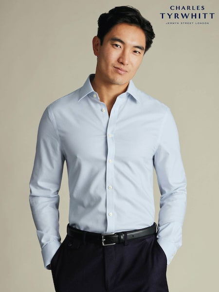 Ice Blue - Regular Charles Tyrwhitt Non-iron Royal Oxford Slim Fit Shirt