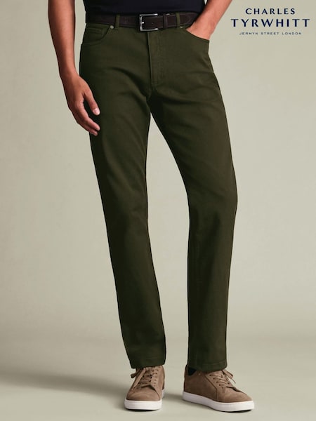 Green - Regular Charles Tyrwhitt Twill Slim Fit 5 Pocket Jeans