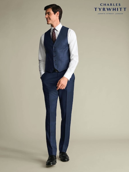 Blue - Regular Charles Tyrwhitt Slim Fit Natural Stretch Twill Waistcoat