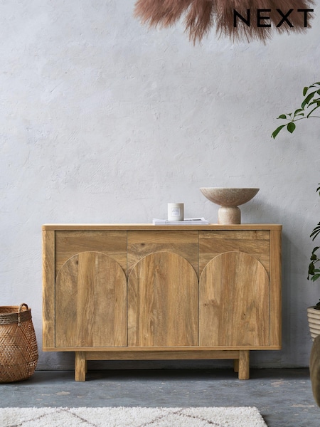 Natural Arches Mango Wood Effect Slim Sideboard (995429) | €365