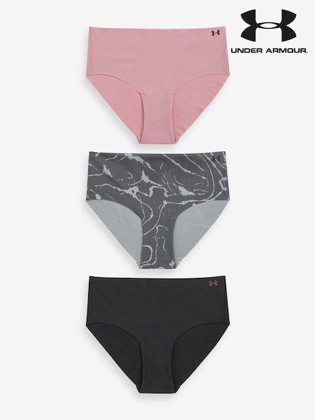 Pink & Grau - Under Armour Pure Nahtlose, bedruckte Stretch-Hüftslips im 3er-Pack (995507) | 20 €