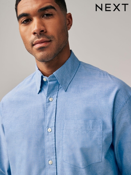 Light Blue Relaxed Fit Long Sleeve Oxford 100% Cotton Shirt (995551) | € 7