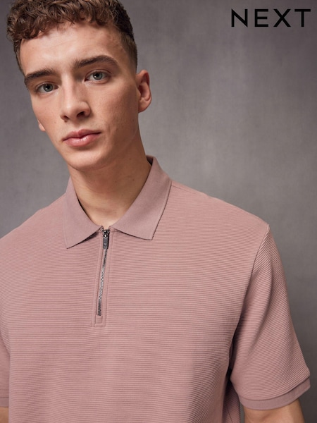 Pink Relaxed Fit Ottoman Texture Polo Shirt (995738) | €11