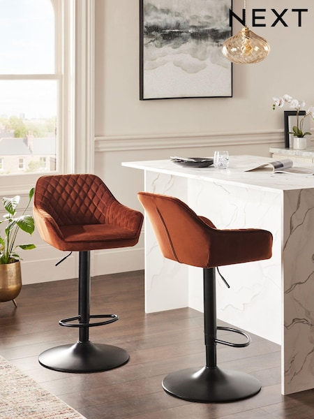 Soft Velvet Rust Brown Hamilton Quilted Kitchen Bar Stool (995894) | €190