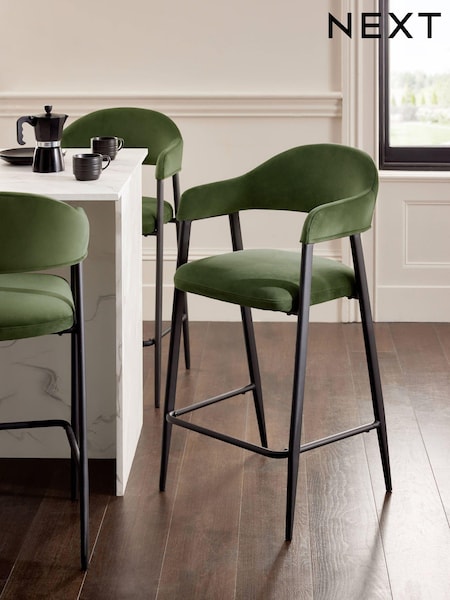 Soft Velvet Olive Green Nora Bar Stool (995906) | €220