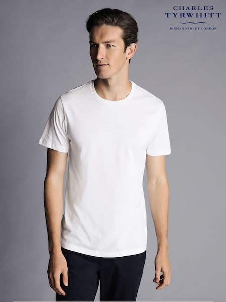 Charles Tyrwhitt White 100% Cotton Crew Neck T-Shirt 2 Pack (996421) | R$ 345