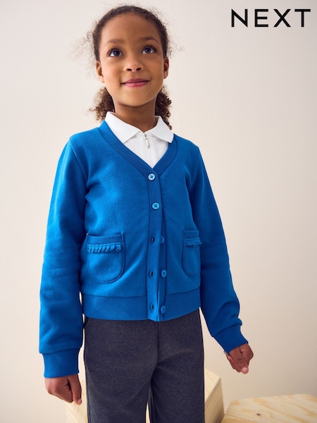 modra - Cotton Rich Frill Pocket Jersey School Cardigan (3-16yrs) (996697) | € 11 - € 17