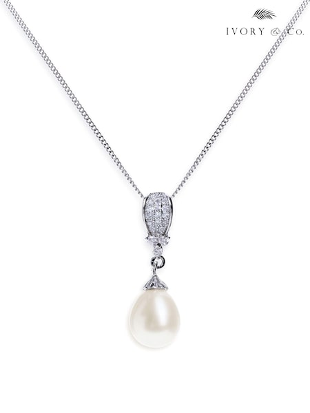 Ivory & Co Rhodium Serrano And Pearl Classic Drop Pendant (996907) | €50