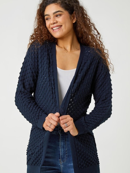 Roman Cotton Blend Waffle Knit Cardigan (996943) | R$ 425