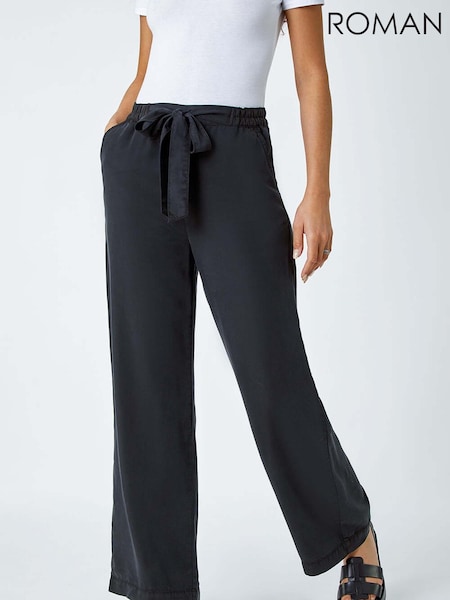 Roman Tie Waist Wide Leg Trousers (998193) | 166 LEI
