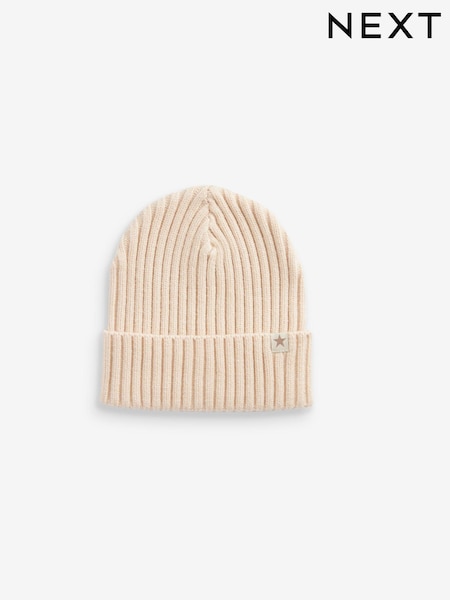 Stone Cream Rib Beanie Hat (1-16yrs) (998428) | AED14 - AED28