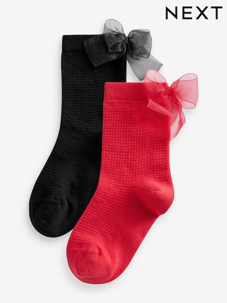 Black Cotton Rich Tulle Bow Socks 2 Pack (998645) | € 4 - € 6