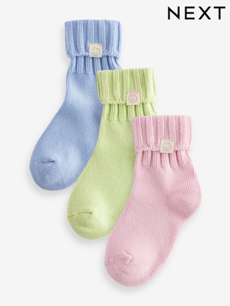 Rosa, azul y verde - 3 Pack Cotton Rich Roll Top Ankle Socks (998653) | 11 € - 14 €