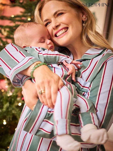 绿色 - Seraphine Stripe Family Matching Christmas Sleepsuit (0-12mths)