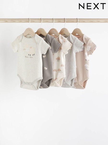 Grey Sheep Short Sleeve 100% Cotton Baby Bodysuits 5 Pack (998963) | € 16 - € 18
