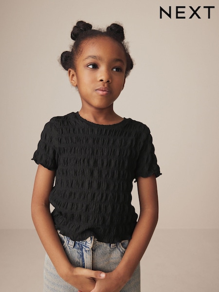Black Textured Top (3-16yrs) (999047) | AED14 - AED24