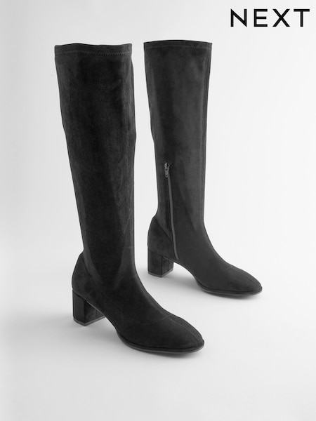 Black Extra Wide Fit Forever Comfort® Sock Block Knee High Boots (999064) | €95