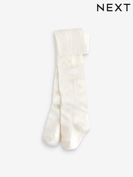 Cream Cotton Rich Textured Bow Tights (999087) | € 6 - € 7