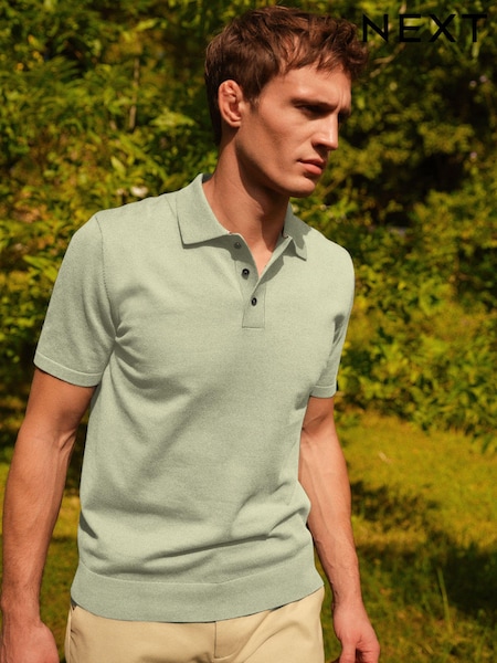 Sage Green Knitted Polo Shirt (999119) | €10