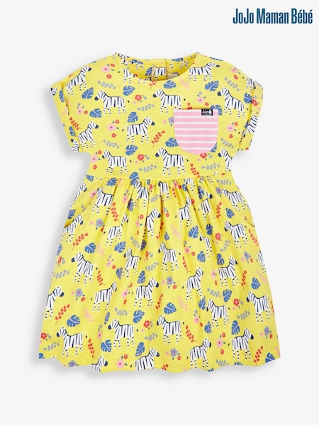 JoJo Maman Bébé Yellow Zebra Print Drop Shoulder Dress (999539) | €35