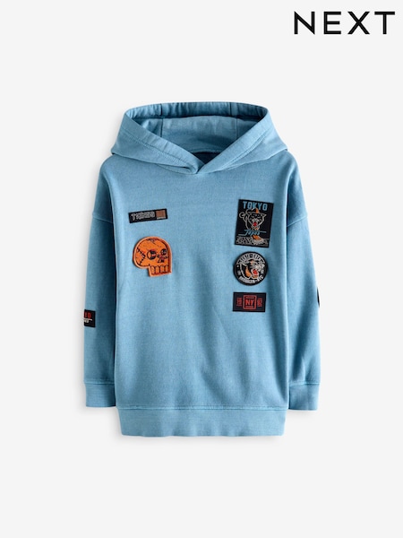 Blue 100% Cotton Embroidery Badge Hoodie (3-16yrs) (999570) | €18 - €22