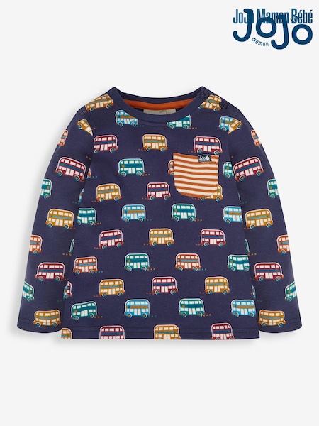 JoJo Maman Bébé Navy Boys' London Bus Print Top (999693) | €25