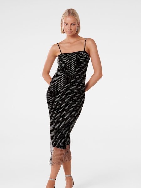 Forever New Black Bella Embellished Mesh Dress (999712) | €77