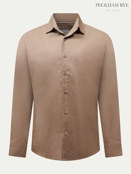 Brown - Regular Peckham Rye Grove Linen Blend Shirt