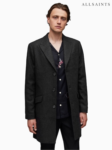 AllSaints Black Manfred Coat (999828) | AED1,103