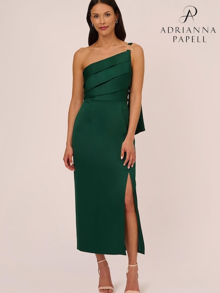 Adrianna Papell Green Satin Crepe Dress (999899) | 712 LEI