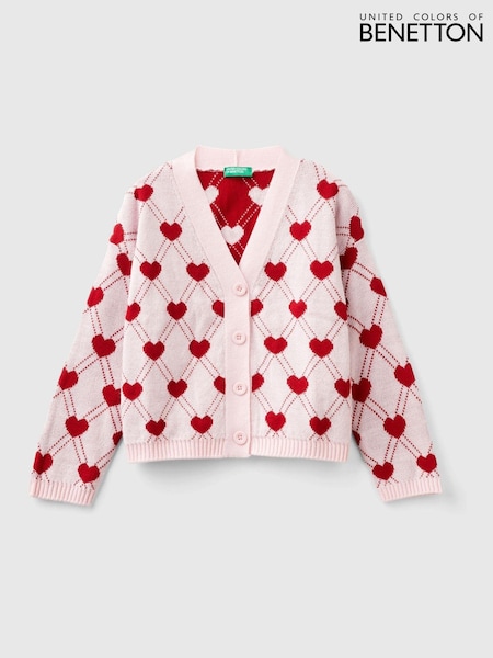 Benetton Pink Heart 100% Cotton Cardigan (999903) | AED163