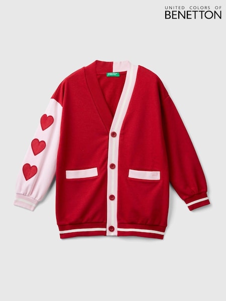 Benetton Pink Heart 100% Cotton Sleeve Cardigan (999910) | 31 €