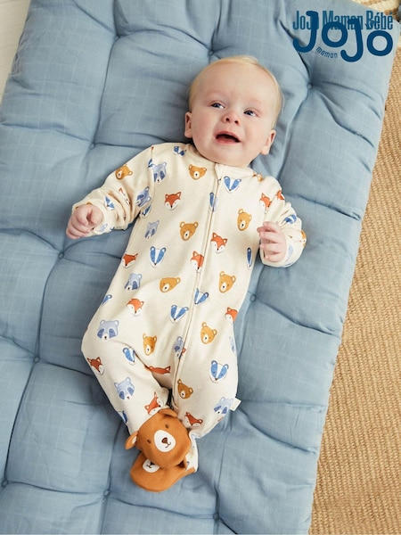 JoJo Maman Bébé Print Zip Cotton Baby Sleepsuit (9BZ365) | 32 €