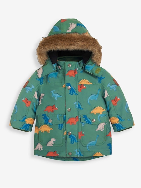 JoJo Maman Bébé Green Dinosaur Printed Parka (9DR991) | CA$141