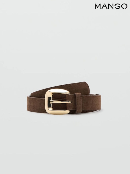 Light Brown - Mango Suede Gold Buckle Belt