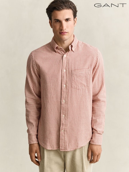 Brązowy - Regular Gant Regular Fit Flannel Check Shirt