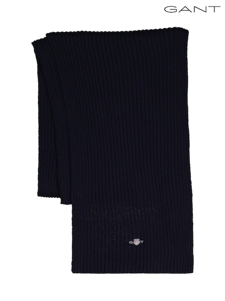 Blue - Regular Gant Shield Logo Wool Blend Scarf