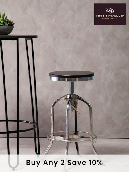 Fifty Five South Black Gator Metal Height Adjustable Bar Stool (A01108) | €429