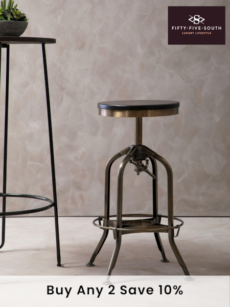 Fifty Five South Black Gator Metal Height Adjustable Bar Stool (A01191) | €429