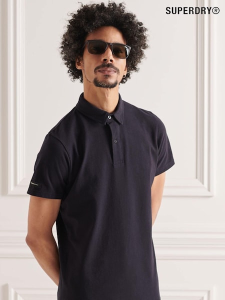 Superdry Black Cotton Studios Jersey Polo Shirt (A01230) | 173 QAR