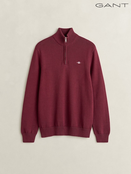 أحمر - Regular Gant Zip Neck Jumper