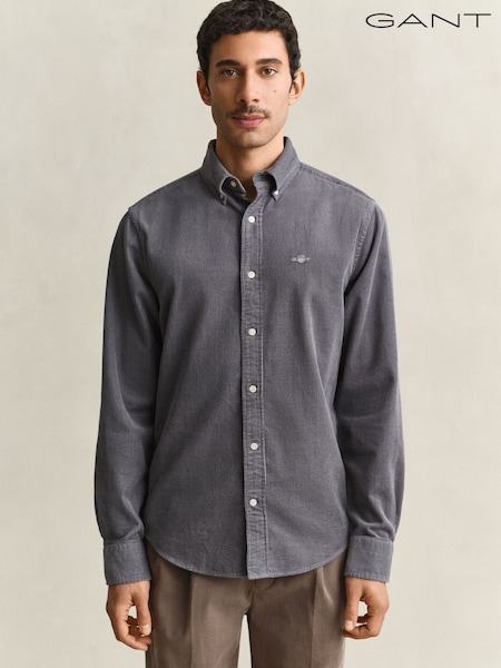 Grey - Regular Gant Regular Fit Corduroy Shirt